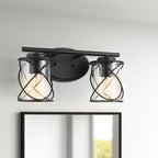 MavCadonF 2-Lights Vanity Lights, Matte Black Farmhouse Wall Lights with Clear Glass Shade, Over Mirror Vanity Light, Kitchen Bedroom Bathroom Wall Lamp