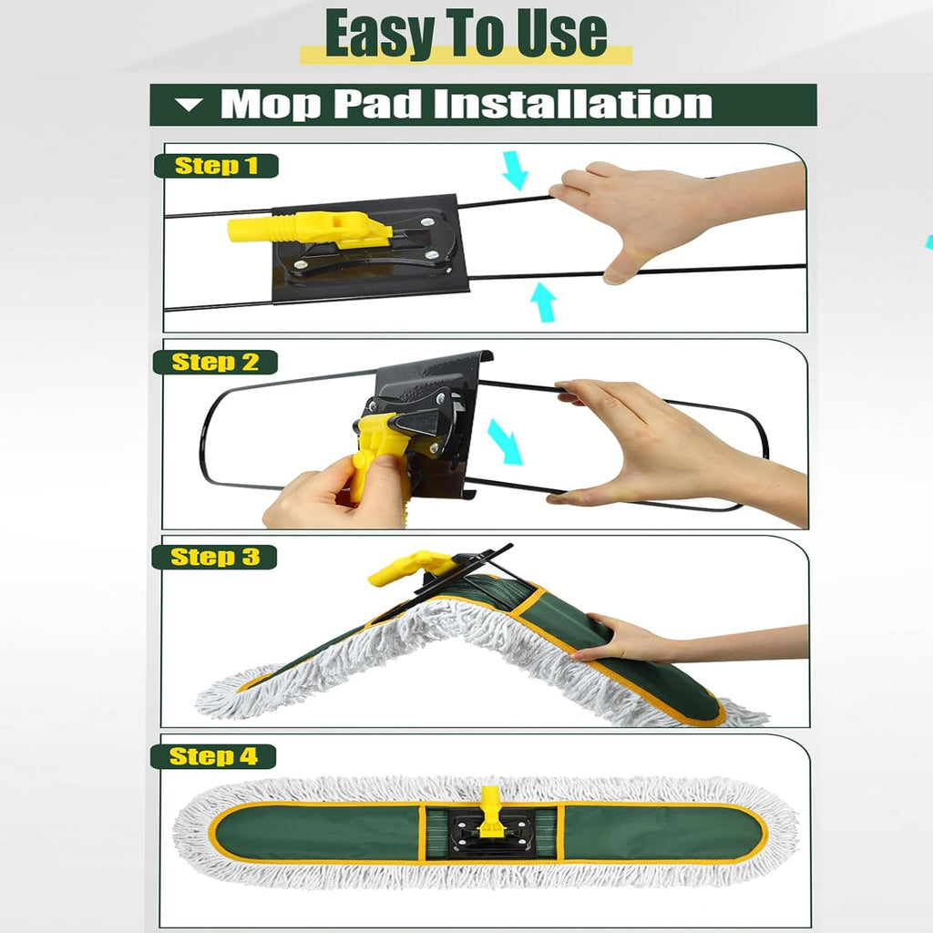 BUVE 36'' Commercial Industrial Dust Mop Replacement Heads, 2 Pack Strength Cotton Mop Refill Pads Washable Fit BUVE Dust Mop B0D1TLKFGT