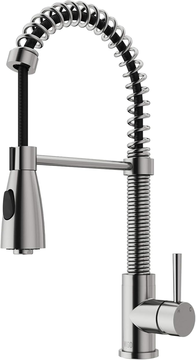 VIGO Brant 19'' H Single Handle Pull-Down Sprayer Kitchen Faucet in Stainless Steel-VG02003ST
