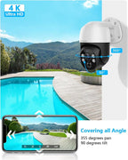 4K & PTZ Digital Zoom 2-Way Audio PoE Outdoor Camera Home Security Camera System Wired Outdoor Video Surveillance IP Camera System DVR Kit,10’’ UHD Monitor