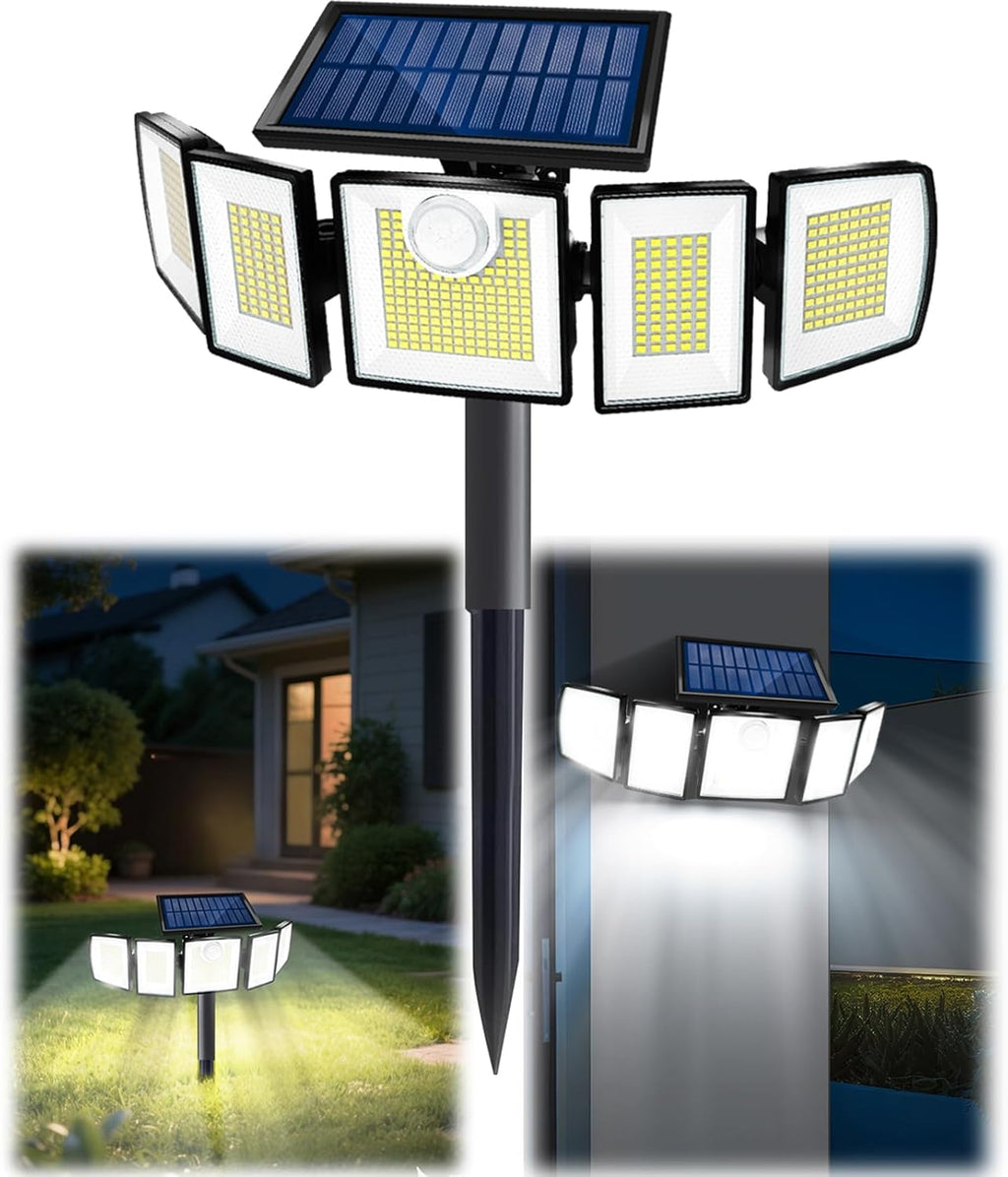 Solar Lights Outdoor Waterproof Motion Sensor with Stake - 2-in-1 In-Ground/Wall Mount, 416 LED 3000LM Super Bright 3 Brightness 3 Modes 360° Illumination Solar Security Lights for Outside, 1Pack
