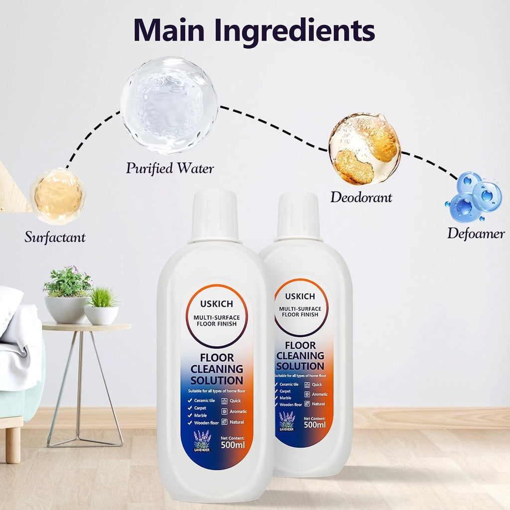 2 Pack Floor Cleaning Solution,34 FL OZ Floor Cleaner for Mopping with Tineco,Deep Cleaning &Deodorizing for Roborock,Compatible with Saros Series,S8/S7Series,Q Revo/Q /iFLOOR Series Wet Dry Vacuum