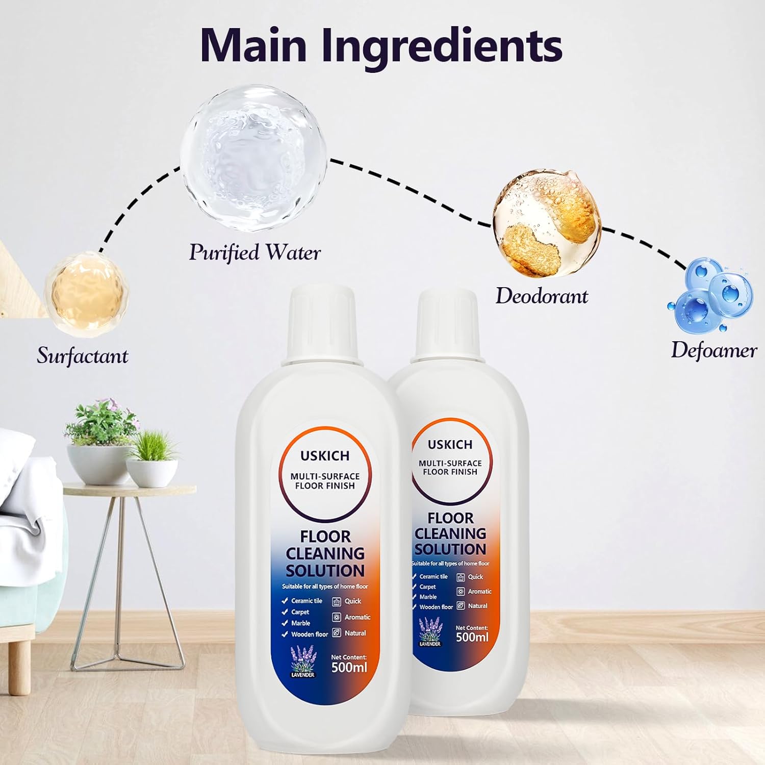 2 Pack Floor Cleaning Solution,34 FL OZ Floor Cleaner for Mopping with Tineco,Deep Cleaning &Deodorizing for Roborock,Compatible with Saros Series,S8/S7Series,Q Revo/Q /iFLOOR Series Wet Dry Vacuum