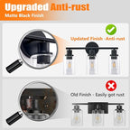 DLLT 3-Light Bathroom Light Fixtures: Black Modern Vanity Lights with 3 E26 Bulbs - Clear Glass Shade Bathroom Wall Lamp for Mirror Kitchen Living Room - 2 Packs