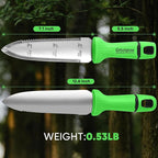 Grootpow GK01 Hori Hori Garden Knife, Full Tang Gardening Knife with 7.1" Stainless Steel Double-Edged Blade, Heavy Duty Gardening Hand Tool for Weeding and Gardening with Oxford Sheath - in Gift Box