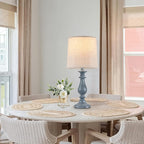 Lamps Set of 2 Vintage Rustic Farmhouse Table Lamps Bedside Reading Lamp Bedroom Nightstand Living Room Teapoy Lamp, Desk Light, 22 Inch High, Navy Blue, with Fabric Shade, Bulb Not Included