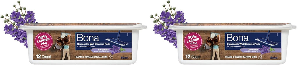 Bona® Disposable Wet Cleaning Pads for Hardwood Floors, Lavender Scent (Pack of 2)