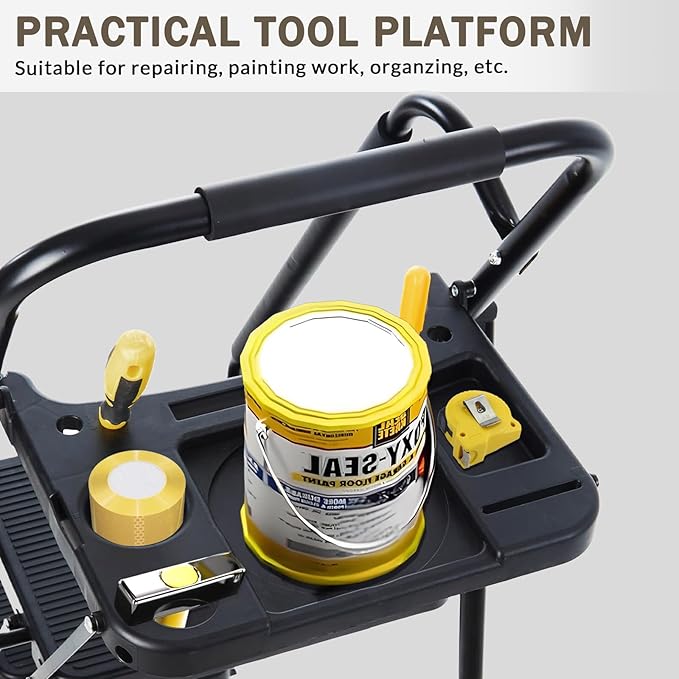 Valeo 5 Step Ladder with Handrails,500 Lbs Capacity,Folding Step Stool Ladder with Tool Platform,Wide Anti-Slip Pedal,Step Ladder 5 Step Folding,Multi-use for Home,Kitchen,Office,Black