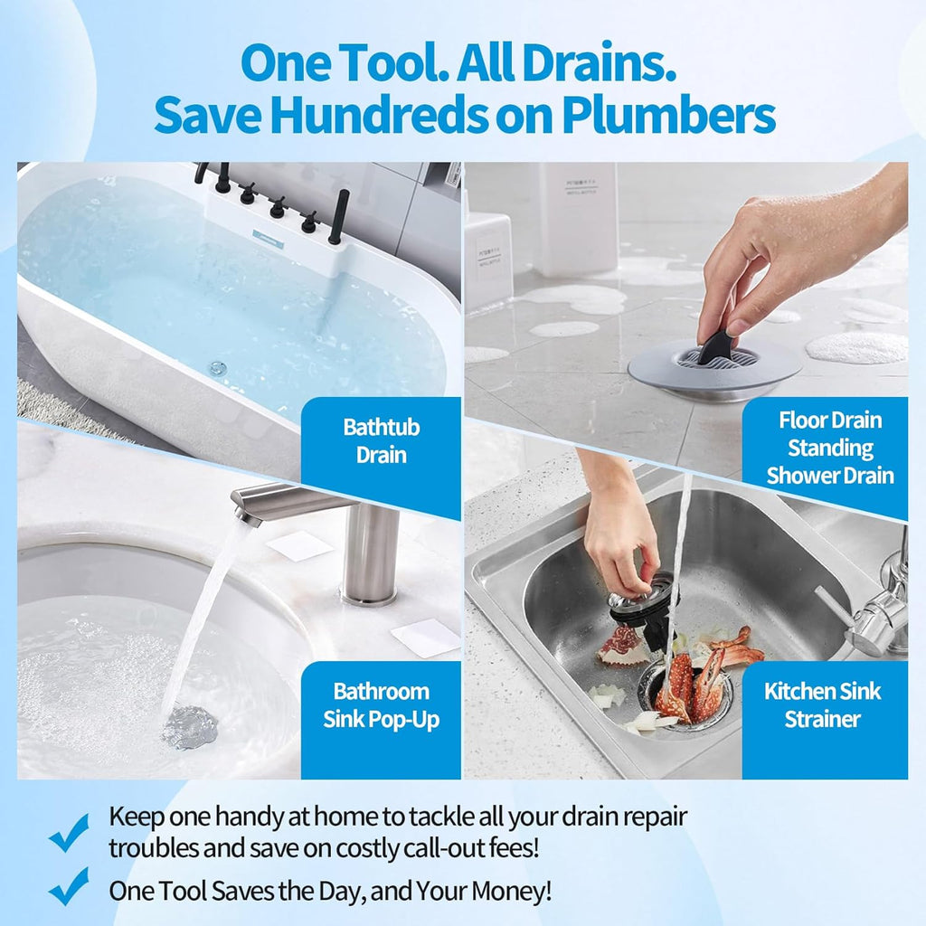 97258 Tub Drain Removal Tool, Multi-Scene Extraction Tool, Golden Extractor for Tub Drain Plumbing Repairs, for Use with 3/8" Drive Ratchet Wrenches, One-Size-Fits-All Design for Many Specifications