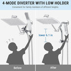 G-Promise All Metal 10 Inch Shower Head with Massage Mode Handheld, Rain Shower Head with Handheld Spray Combo, 3-Way Diverter with Pause Setting, 11 Inch Adjustable Extension Arm (Chrome)