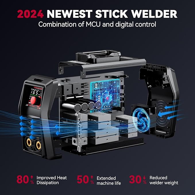 ARCCAPTAIN iControl ARC165 Pro Stick Welder, [APP Control] 165Amp ARC/Lift TIG Welding Machine, Large LED Display, IGBT Inverter 120V/240V MMA Welder with Hot Start, Arc force, and Anti-Stick