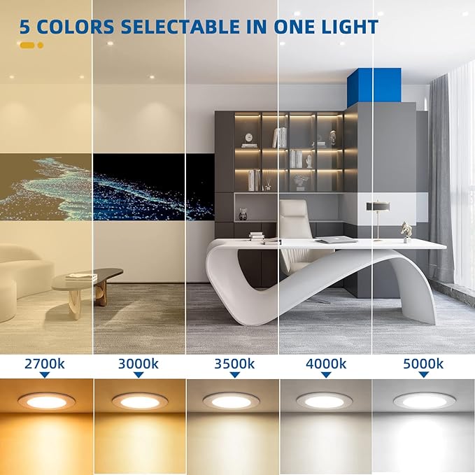 12 Pack 16W MAX.2000LM LED Recessed Ceiling Lighting 6 Inch with Junction Box, Eqv.200W, 2700K/3000K/3500K/4000K/5000K Selectable,Dimmable Recessed Downlight-ETL & Energy Star Certified