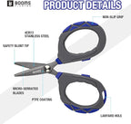 Booms Fishing Braided Line Scissors: Micro-Serrated Stainless Steel Blades Line Cutter - XW01 4.1" Fishing Serrated Shears