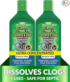 Green Gobbler Ultra Concentrated Drain Clog Remover & Cleaner | Powerful Hair, Grease & Soap Dissolver for Bathroom, Kitchen, Shower, Sink & Toilet | Safe for Pipes & Septic Systems | 2 Pack
