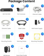 ZOSI 4K PoE Security Camera System,4pcs 4K C186 Aurora Lux Outdoor Indoor Wired Cameras,True Full Color Night Vision,Person Vehicle Detection,2 Way Audio,8MP 8CH NVR with 2TB HDD for 24/7 Recording