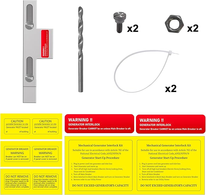 Generator Interlock Kit Compatible with Square D Homeline Meter Main 150 or 200 amp Breaker,for Safe Usage of Portable Power During Outage,Professional and Interlock Kit