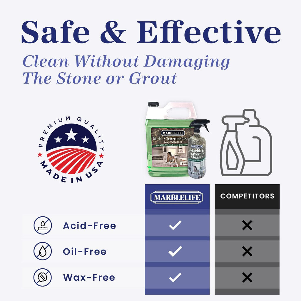 Marblelife InterCare Marble and Travertine Cleaner, Natural Stone & Terrazzo Liquid Cleaner, Shower & Tile Surface Care, Floor, Walls & Countertop Cleaner and Degreaser, Refill Gallon