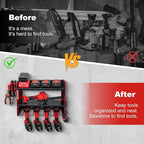 3 layers power tool organizer Loads 150lbs with 4 Cordless Drill Holder and 8 Outlet Power Strip,it’s good choice for husband birthday gift,red