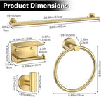 5-Piece Towel Bar Set Brushed Gold Bathroom Hardware Accessories Set Includes Multi-Purpose Toilet Paper Holder,Towel Holder Sets for Bathroom Stainless Steel Wall-Mounted 23.6in