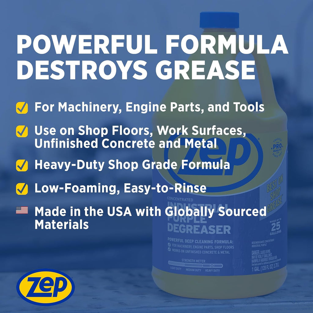 Zep Industrial Purple Cleaner and Degreaser Concentrate - 1 Gallon (Case of 4) R45810 Most Powerful Deep Cleaning Formula