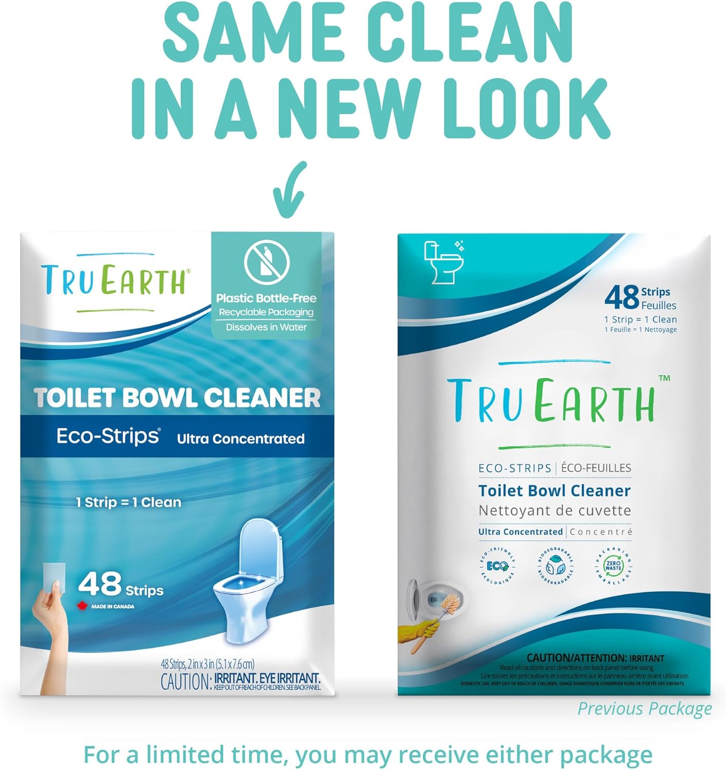 Tru Earth Toilet Bowl Cleaner Eco-Strips | Plastic Jug-Free, Septic-Safe For Cleaning | Easy to Use | 48 Strips