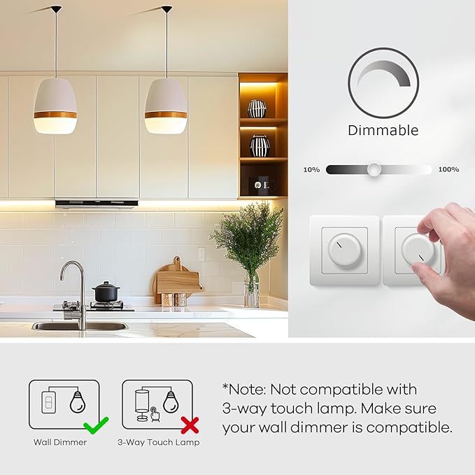 Linkind A19 LED Light Bulbs, 60W Equivalent Dimmable Light Bulbs, 4000K Cool White, 9W 840 Lumens LED Bulbs, E26 Standard Base 120V, Lighting for Bedroom Living Room Home Office, 6 Packs