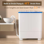 VCJ Portable Washing Machine, Twin Tub Washing Machine Laundry Compact Washer spinner Combo with 20lbs capacity, 12Lbs Washer and 8Lbs Spinner dryer for Apartments RVs and Dorms