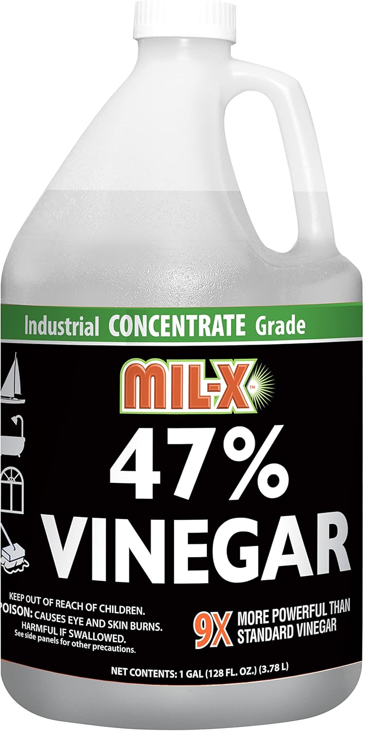 MIL-X 47% Concentrated Vinegar, Extra Strength Industrial Grade, 1 Gallon