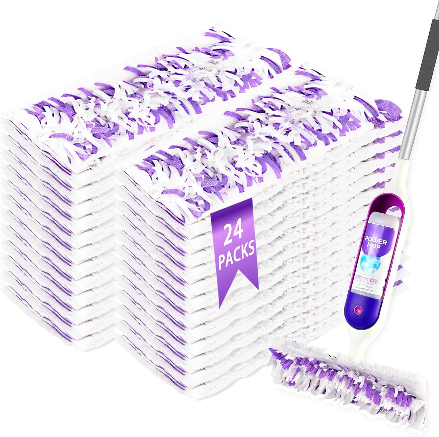 24 Count Disposable Power Mop Pads Refills for Swiffer PowerMop,Multi-Surface Floor Mop Pad Refills Repalcement Pads for Floor Cleaning