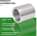 TAISHER 10PCS 304 Stainless Steel Cast Pipe Fitting, Coupling, 1" x 1" NPT Female Threaded