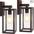 2-Pack Upgraded Motion Sensor Outdoor Wall Lights, 13” Dusk to Dawn Porch Lights Outdoor Wall Sconce Lanterns, 3 Lighting Modes Exterior Lighting Fixtures, Brown Outside Lights for House Patio Garage