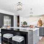 Brushed Nickel Chandelier 6-Light, Dining Room Light Fixture Geometric Metal Modern Chandelier Lighting for Kitchen Island Living Room Entryway, 20 Inch Pendant Lighting Hanging Ceiling Lamp