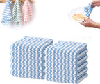 Coral Fleece Striped Rag Cleaning Dish Cloth, Reusable and Washable Microfiber Cleaning Rag, Absorbent Streak Free Lint Free Rags, Kitchen Clean Towels for Scrubs Dishes, Sinks Cleans (Blue, 10PCS)