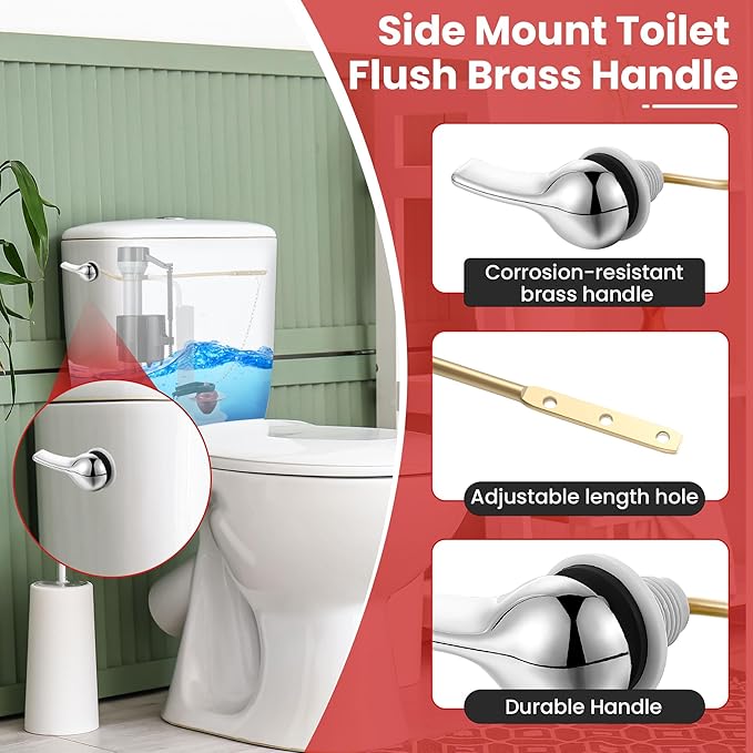 Saillong Universal Toilet Flusher Replacement Kit, Fill Valve, 2-Inch Flapper, Side Mount Handle Lever, Water-Saving, Adjustable Toilet Repair Kit Inside Tank, Easy to Install(1 Set,Black, Red)