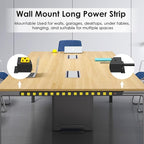 JUNNUJ Long Metal 16 Outlet Power Strip, Heavy Duty Power Strips Surge Protection 4800J with Circuit Breaker, 20a Wide Spaced Socket Wall Mount 5-15P Adapter High Amp 6-20R T-Slot 4FT Extension Cord