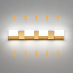 Tipace Gold Vanity Lights for Bathroom Modern LED 4 Lights Bathroom Vanity Lights Up and Down Wall Light Fixtures 6000K