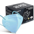 HUHETA KN95 Face Mask, 30 Pack Individually Wrapped, 5-Ply Breathable & Comfortable Safety Mask, Filter Efficiency=95%, Protective Cup Dust Masks Against PM2.5 (Blue Mask)