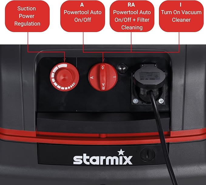 Starmix 1650 "Powerhouse XL 13.2 Gallons/50 L, High Performance Multi-Use Portable Dust Extractor - Wet/Dry - Auto Self-Clean Filter System - HEPA Certified, 103761