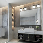 New Bathroom 2 Vanity Light Fixtures Brushed Black Milk White Globe Glass Shade Modern Wall Bar Sconce Over Mirror