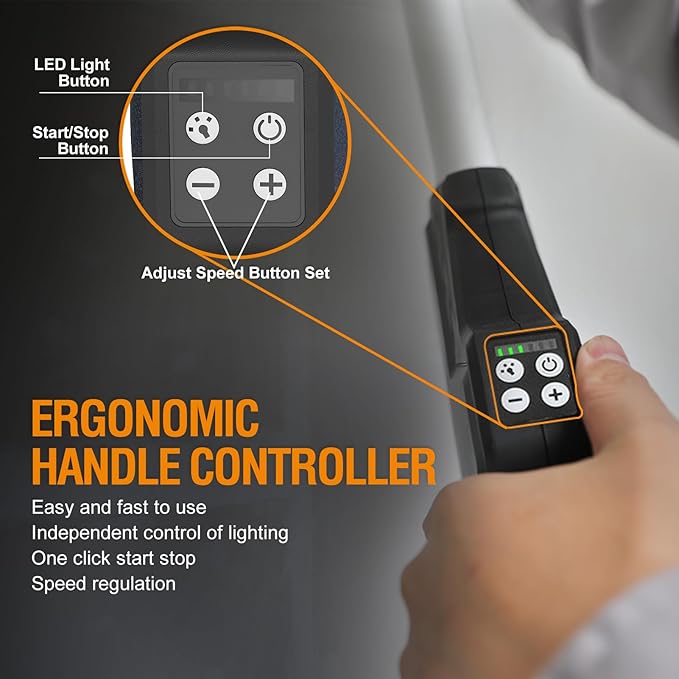 MAXXT 4mm Random Orbital Drywall Sander, Brushless 350W 3.5A Foldable Electric Wall Sander, Sander Tool with 1&2 Mode Suction Switching, Memory Variable Speed, 180° Flex Head, LED Light, Carry Bag