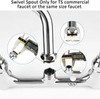KWODE 14"Brass Swivel Swing Nozzle Spout Replacement Kit for Most T and S Commercial Kitchen Sink Faucet, 14" Spout Reach with MAX 2.2 GPM Aerator