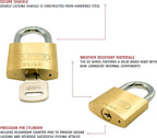 ABUS 55/40 Solid Brass Padlock with 2 Keys for School, Gym, Cabinet 1 1/2in (40mm) Wide, Keyed Alike (Keyed Different, 1)