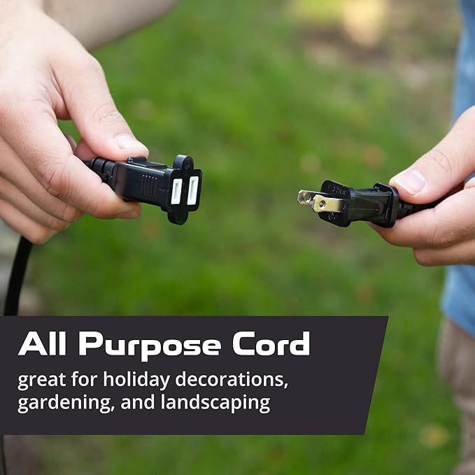 Iron Forge Cable 100 Ft Black Extension Cord, 16/2, 100 Foot Extension Cord with 2 Prong Polarized Plug, Weatherproof - Great for Outdoor & Indoor Use