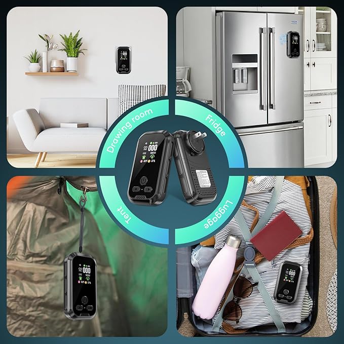 5 in 1,Carbon Monoxide Detectors Plug in,Combined Gas, Smoke, CO Alarms, Detects Temperature and Humidity,with HD Display,Plug in or Portable with Built-in Battery,for Travel, RV