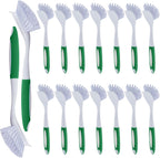 Hsei 20 Pcs Green Kitchen Scrub Dish Brush Bulk with 11 Inch Anti Slip Handle Cleaning Dish Scrubber with Stiff Bristles Washing Scrub Brushes for Housekeeping for Pots and Pans, Kitchen Sink
