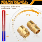 KOOTANS 12pcs Brass Pipe Fitting, NPT Hex Nipple, Coupling, 3/8" x 3/8" NPT Male Pipe, 3/8" x 3/8" NPT Female Pipe Fittings Set (6 Nipple & 6 Coupling)