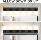 IZORRO Bathroom Vanity Light Fixture, 6-Light 43 Inch Matte Black Bathroom Light Fixtures Over Mirror, with White Glass Shade, Modern Farmhouse Vanity Lights, Rustic Restroom Lighting Fixtures