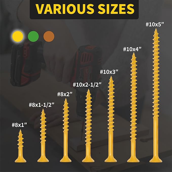 Wood Screws 4 Inch, FIXLINK Deck Screws #10 x 4, 50 PCS, Epoxy Coated, T25 Star Bit Above 1500 Hour Salt Spray Coating Outdoor Decking Screws Excellent Rust Resistant for Wood Fence, Tan