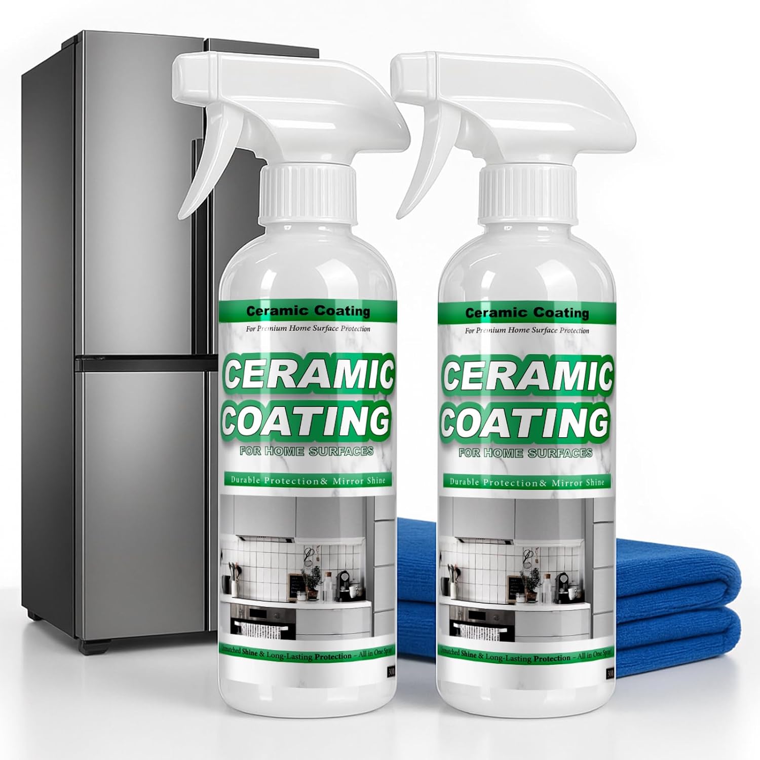 Ceramic Coating Spray for Stainless Steel and Hard Surfaces, Anti-Fingerprint, Stain Resistant, Hydrophobic Protection for Appliances, Glass, Tile, Countertops, 600ml