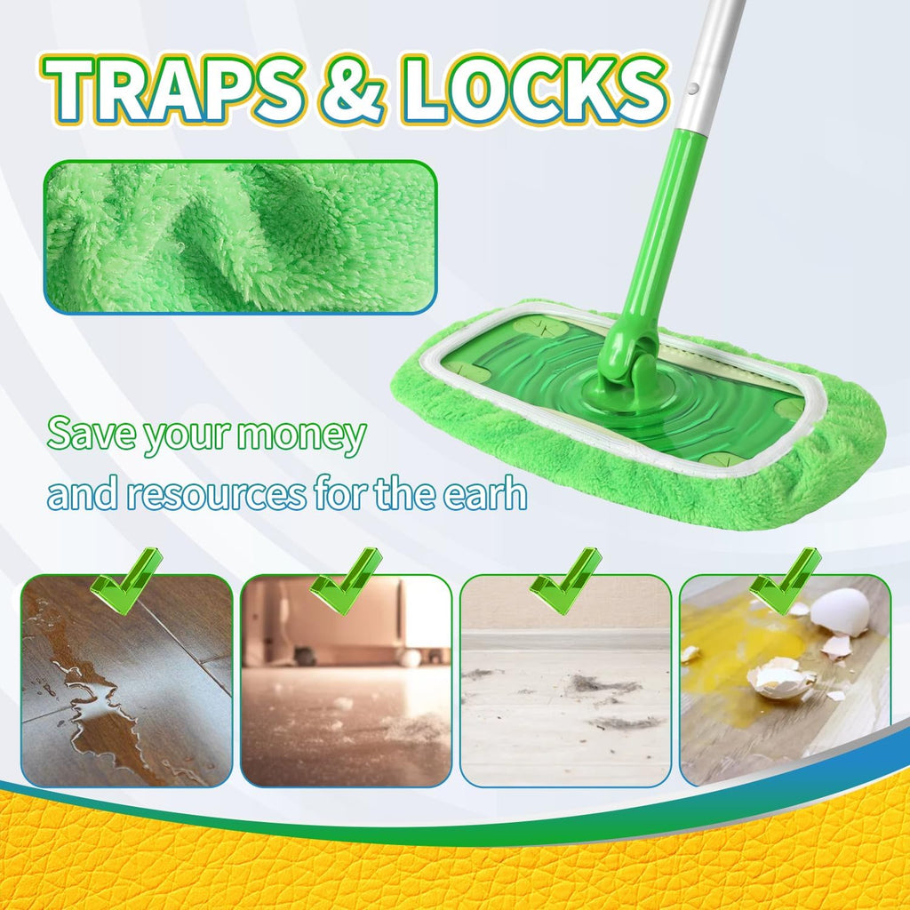 5 Pack Reusable 100% Chenille Mop Pads Compatible with Swiffer Sweeper, Wet and Dry Flat Swiffer mop Cover, 5 Pack Washable Swiffer Pads for Surface/Hardwood Floor Cleaning (Mop is Not Included)